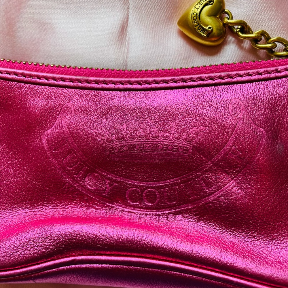 Juicy Couture pink metallic leather wristlet Y2K - Picture 4 of 17